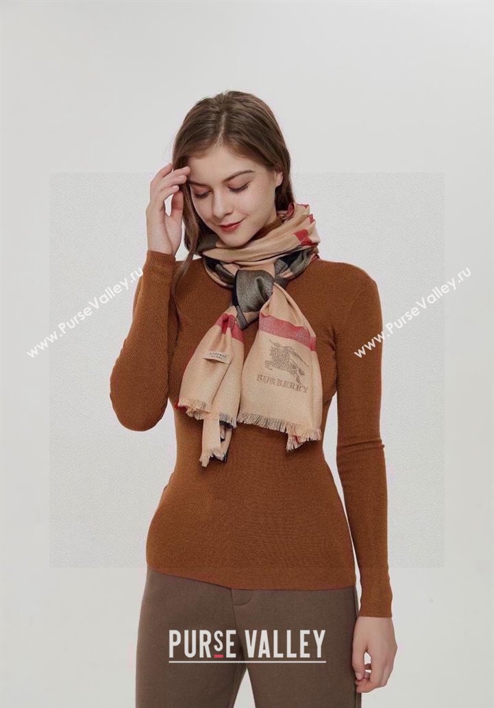 Burberry Check Cashmere Long Scarf 70x200 Camel Brown 2024 0821 (A-240821108)