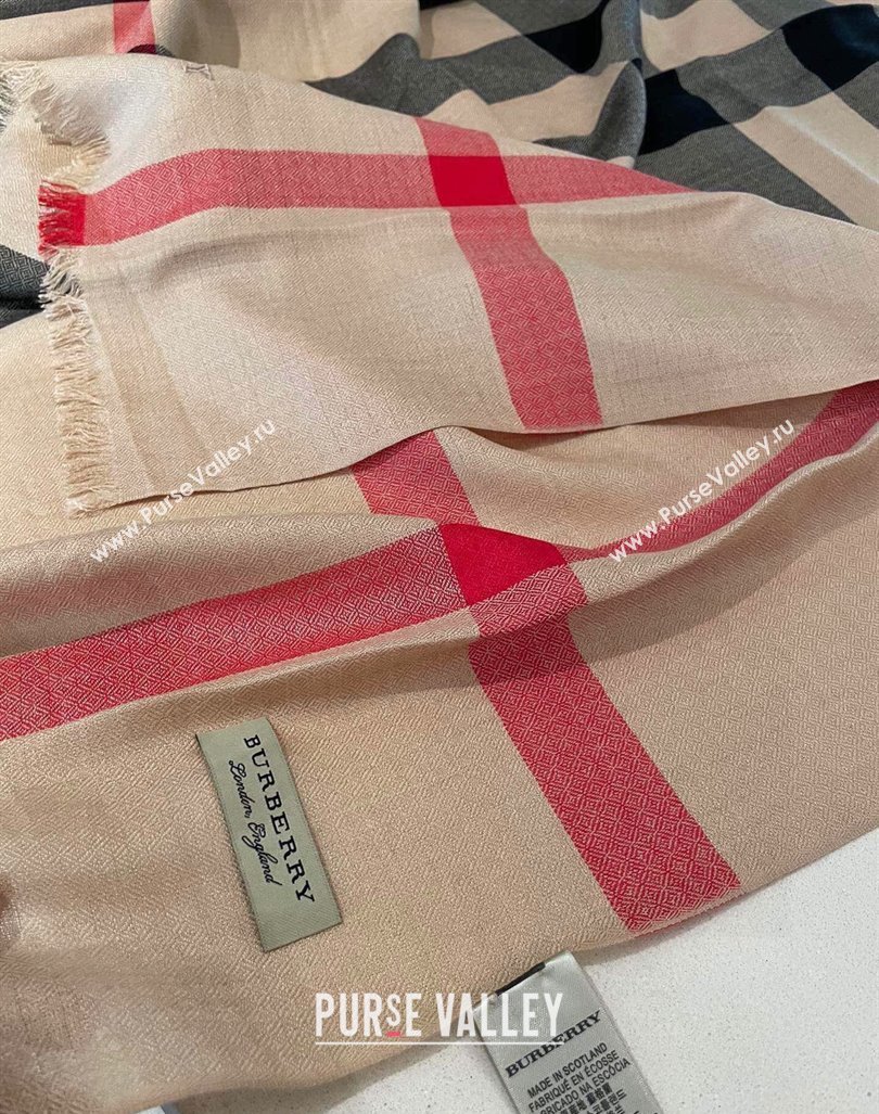 Burberry Check Cashmere Long Scarf 70x200 Camel Brown 2024 0821 (A-240821108)