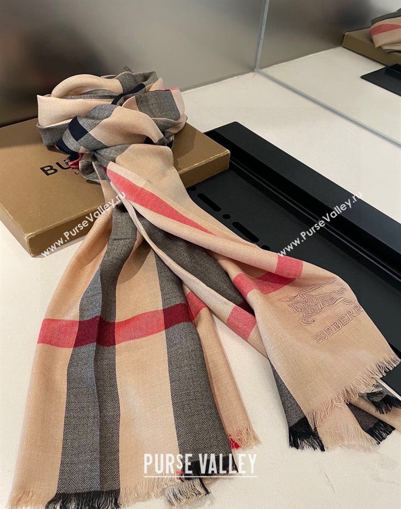 Burberry Check Cashmere Long Scarf 70x200 Camel Brown 2024 0821 (A-240821108)