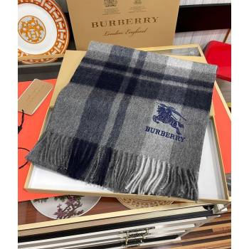 Burberry Check Cashmere Long Scarf 32x180 Dark Grey 2024 082103 (A-240821111)