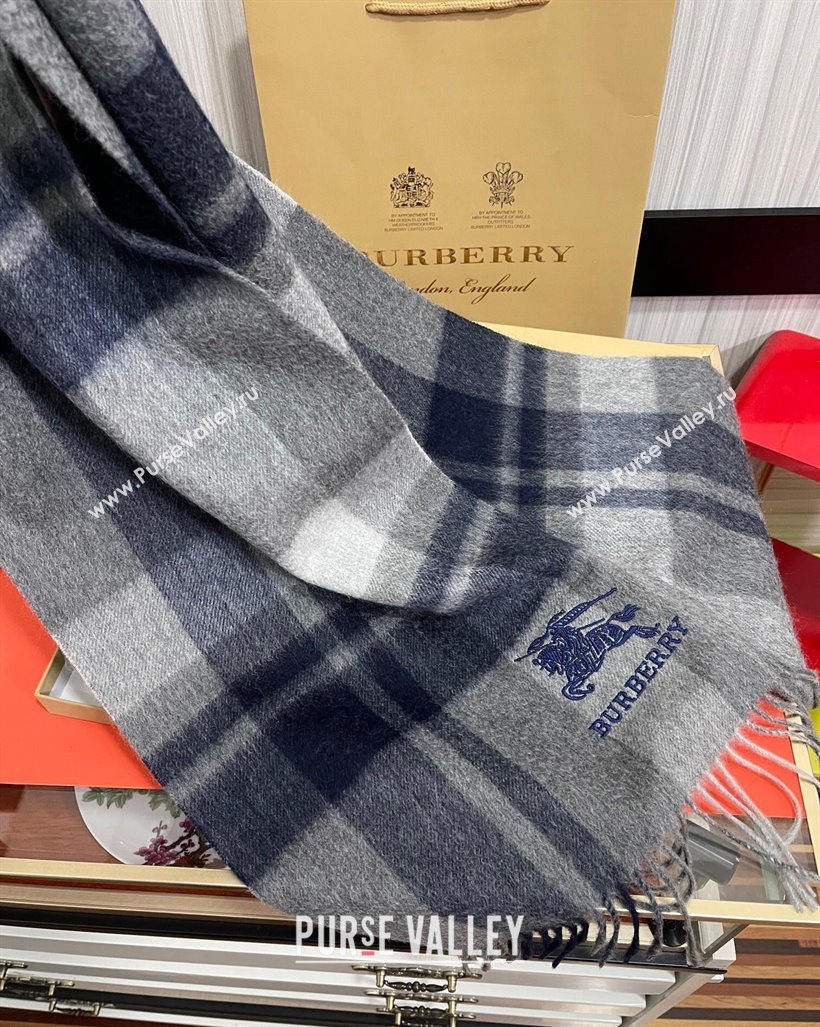 Burberry Check Cashmere Long Scarf 32x180 Dark Grey 2024 082103 (A-240821111)