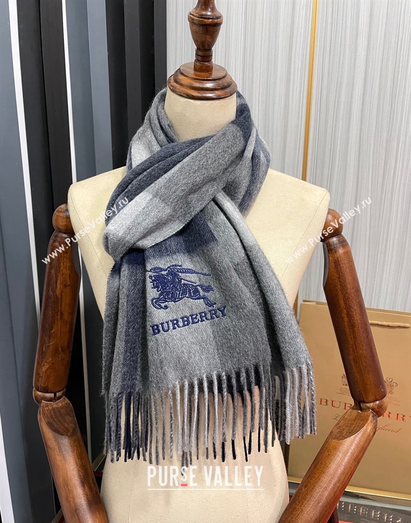 Burberry Check Cashmere Long Scarf 32x180 Dark Grey 2024 082103 (A-240821111)