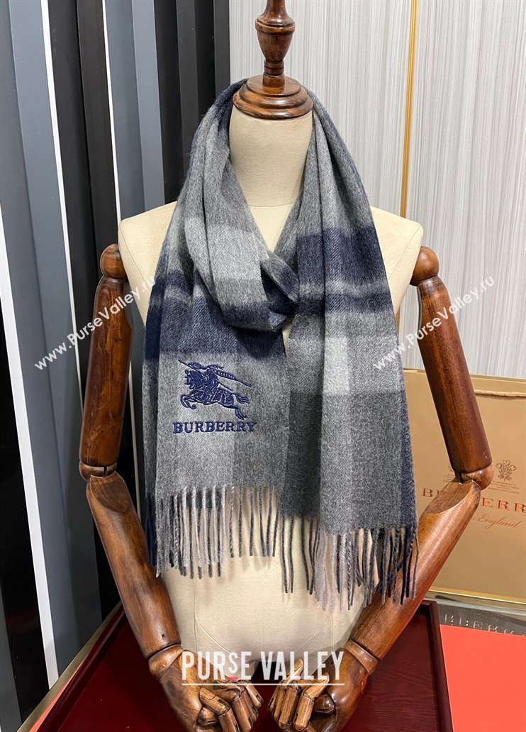 Burberry Check Cashmere Long Scarf 32x180 Dark Grey 2024 082103 (A-240821111)