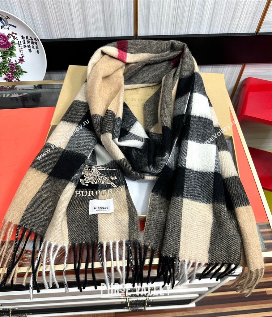 Burberry Check Cashmere Long Scarf 32x180 Beige 2024 082105 (A-240821113)