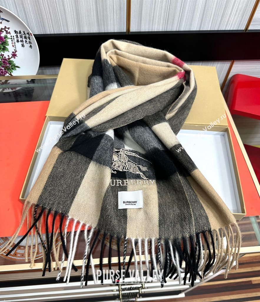 Burberry Check Cashmere Long Scarf 32x180 Beige 2024 082105 (A-240821113)