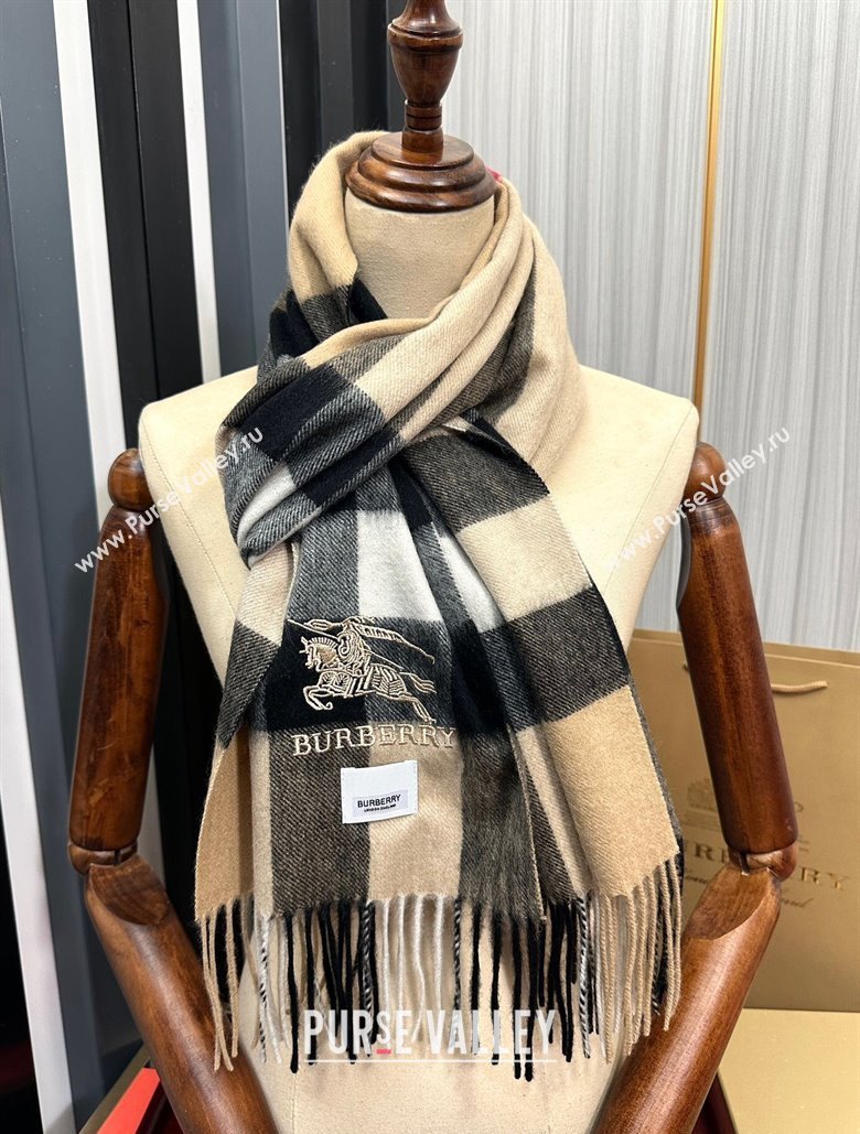 Burberry Check Cashmere Long Scarf 32x180 Beige 2024 082105 (A-240821113)