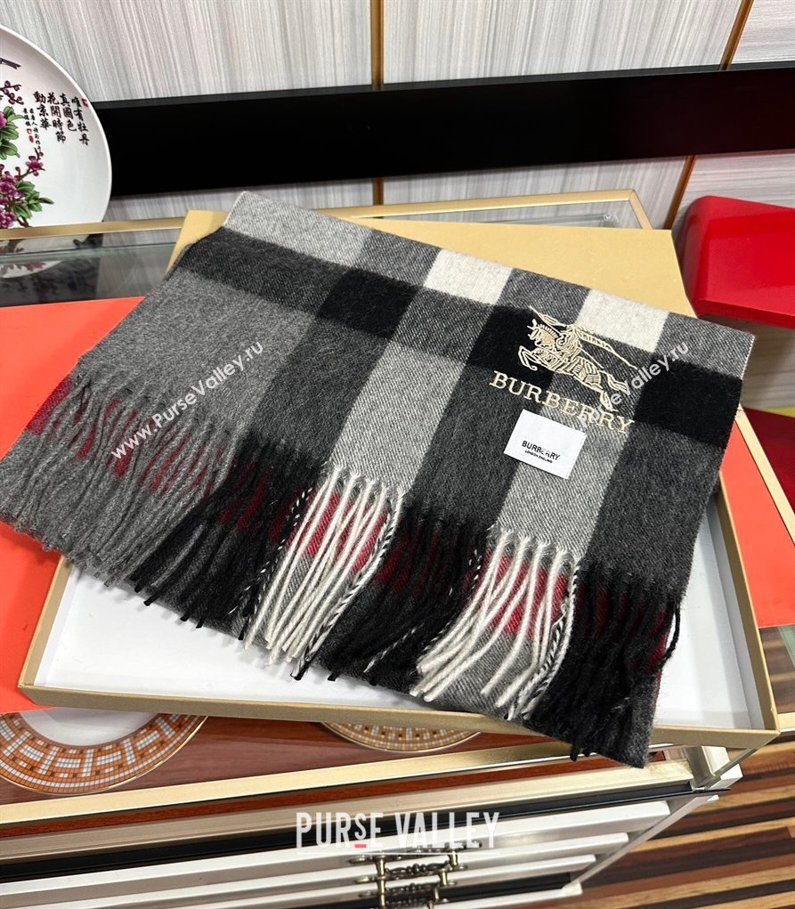 Burberry Check Cashmere Long Scarf 32x180 Black 2024 0821 (A-240821114)