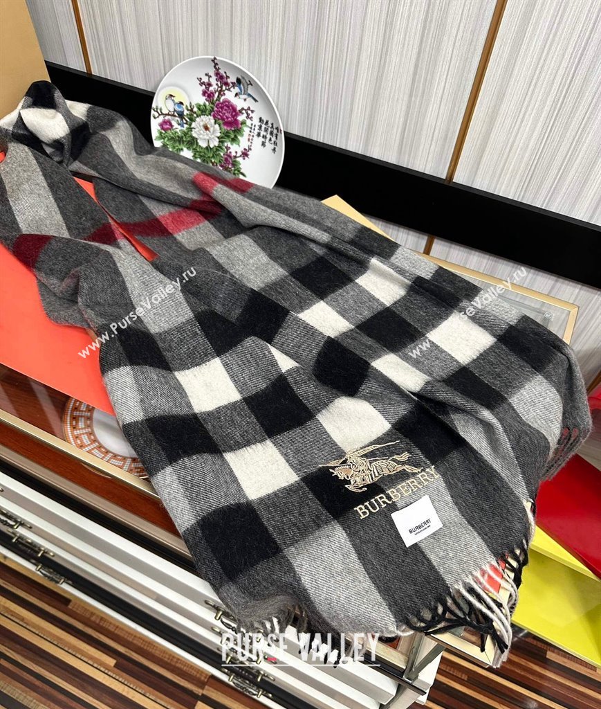 Burberry Check Cashmere Long Scarf 32x180 Black 2024 0821 (A-240821114)