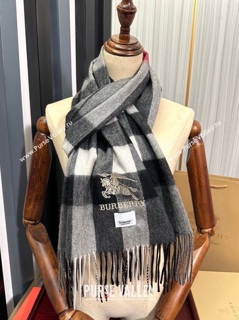 Burberry Check Cashmere Long Scarf 32x180 Black 2024 0821 (A-240821114)