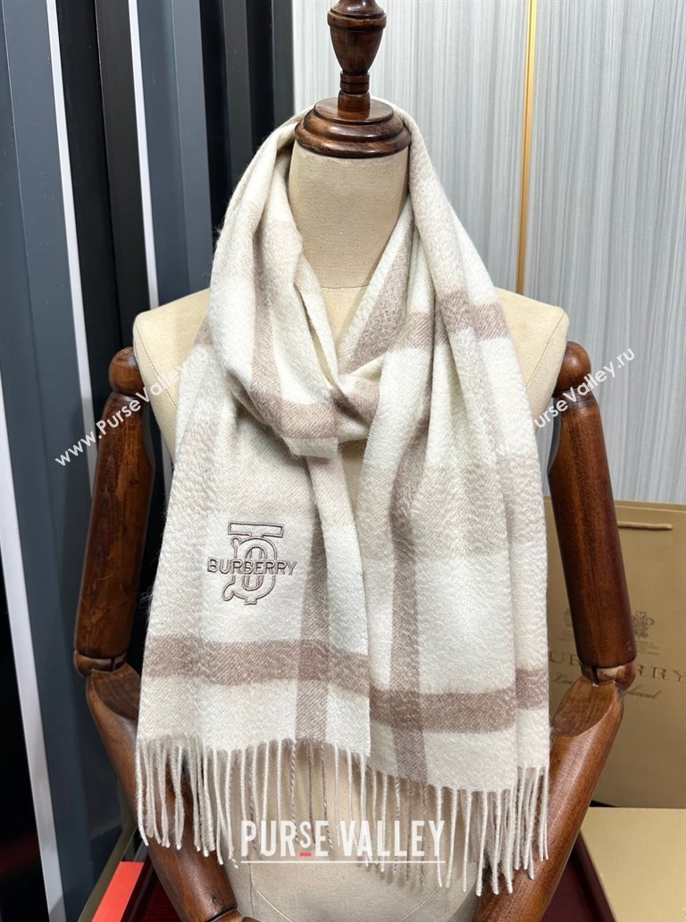 Burberry TB Check Cashmere Long Scarf 32x180 Grey 2024 082107 (A-240821115)