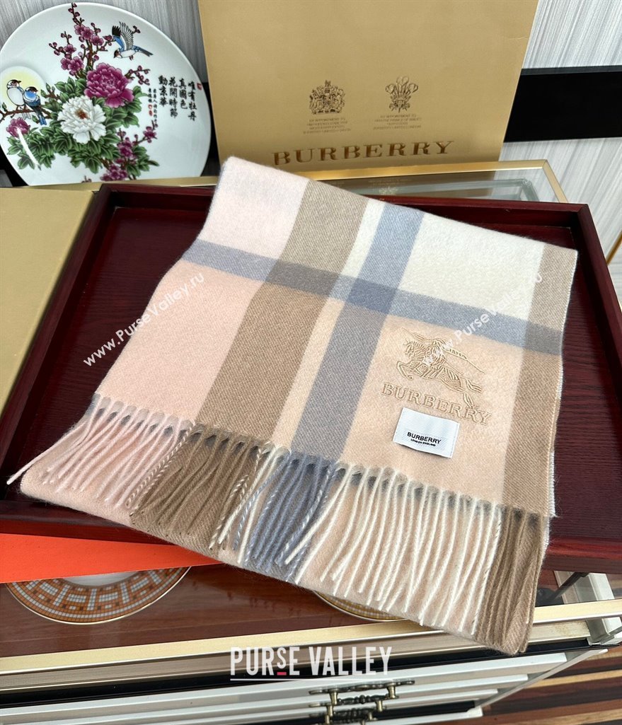 Burberry Check Cashmere Long Scarf 32x180 Pink/Beige 2024 0821 (A-240821116)