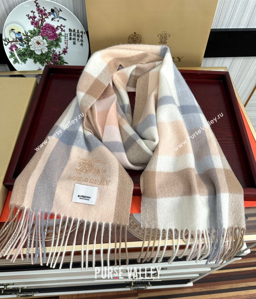 Burberry Check Cashmere Long Scarf 32x180 Pink/Beige 2024 0821 (A-240821116)