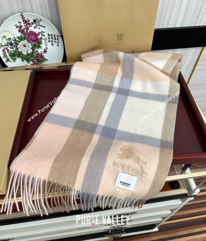 Burberry Check Cashmere Long Scarf 32x180 Pink/Beige 2024 0821 (A-240821116)