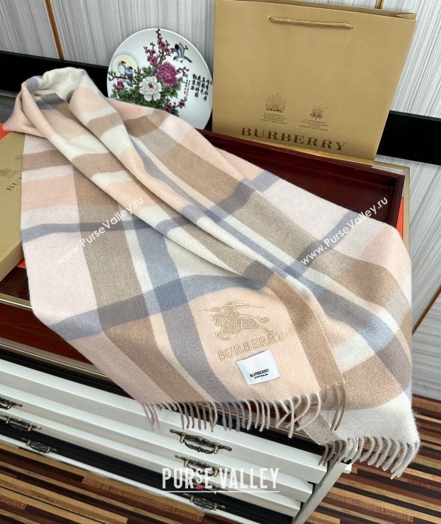 Burberry Check Cashmere Long Scarf 32x180 Pink/Beige 2024 0821 (A-240821116)