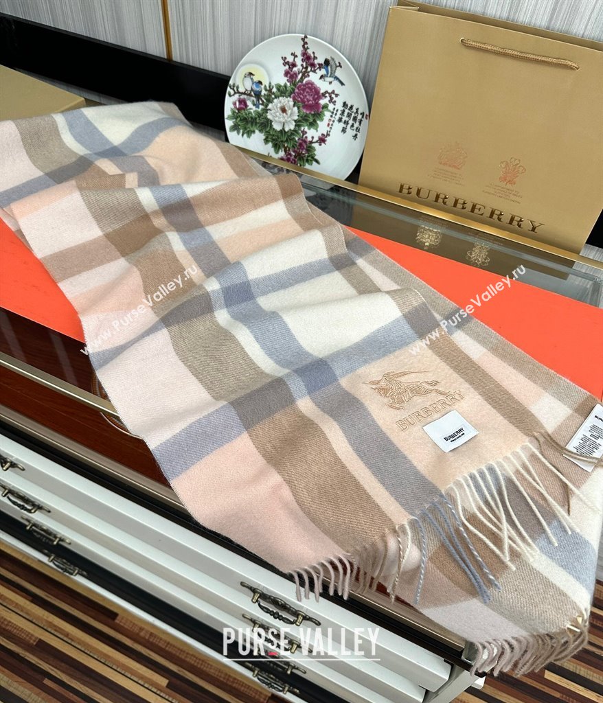 Burberry Check Cashmere Long Scarf 32x180 Pink/Beige 2024 0821 (A-240821116)