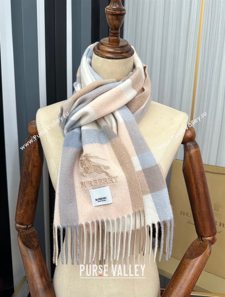 Burberry Check Cashmere Long Scarf 32x180 Pink/Beige 2024 0821 (A-240821116)