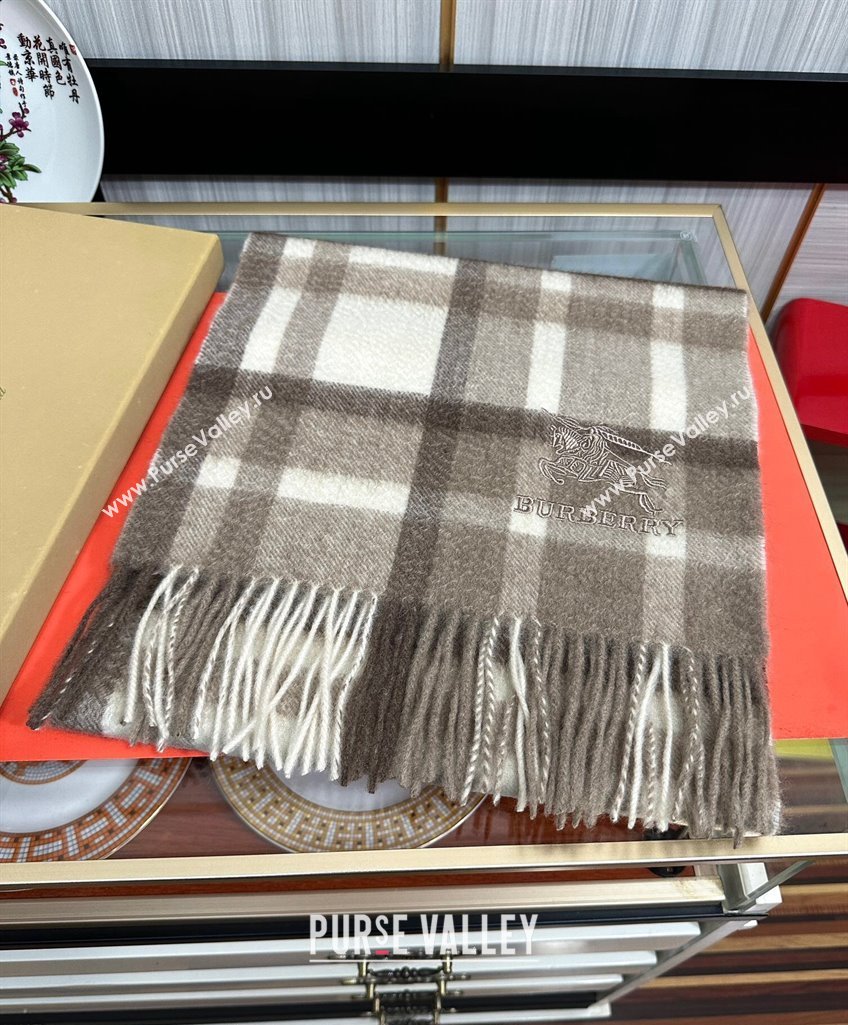 Burberry Check Cashmere Long Scarf 32x180 Grey 2024 082111 (A-240821119)