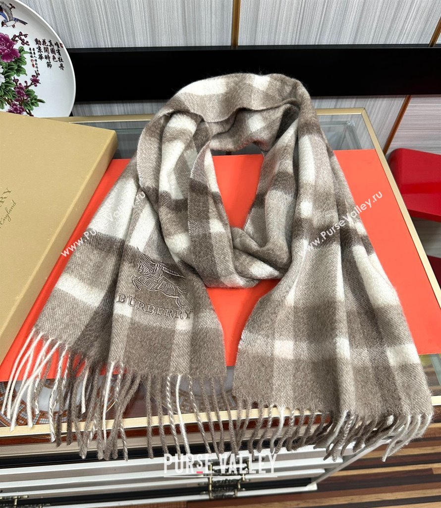 Burberry Check Cashmere Long Scarf 32x180 Grey 2024 082111 (A-240821119)