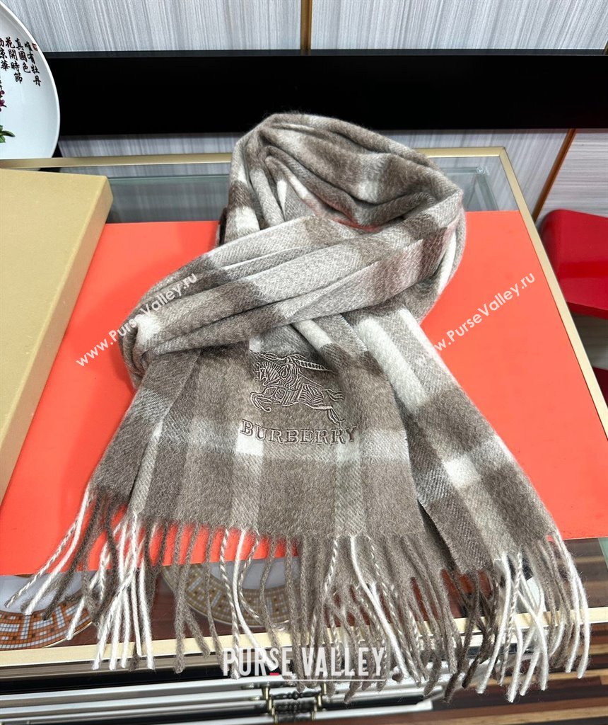 Burberry Check Cashmere Long Scarf 32x180 Grey 2024 082111 (A-240821119)