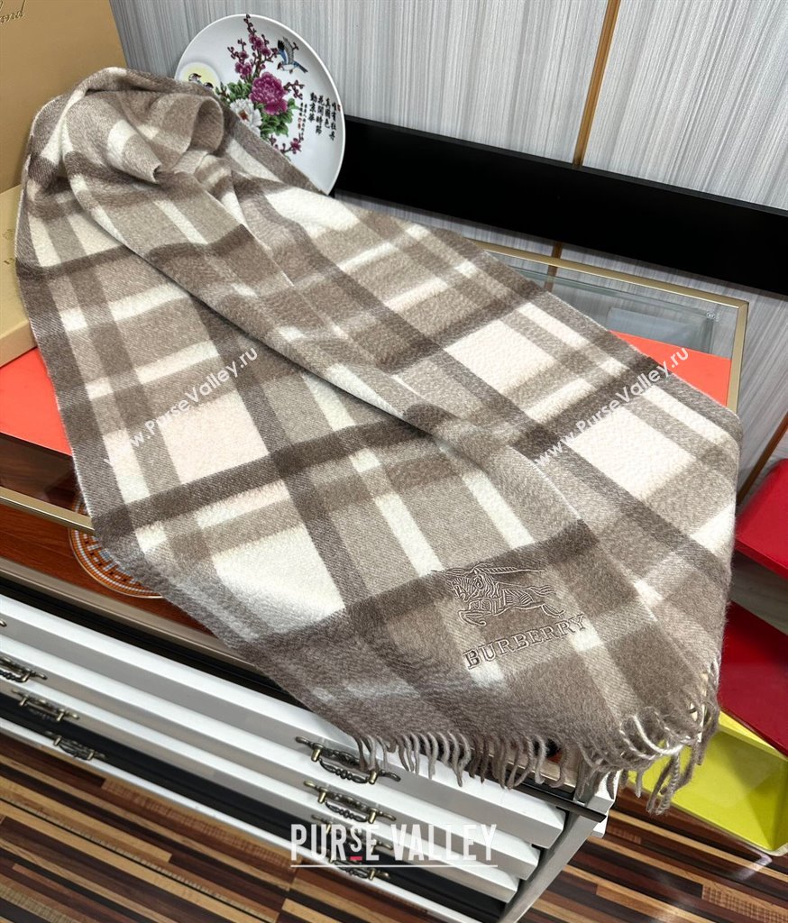 Burberry Check Cashmere Long Scarf 32x180 Grey 2024 082111 (A-240821119)