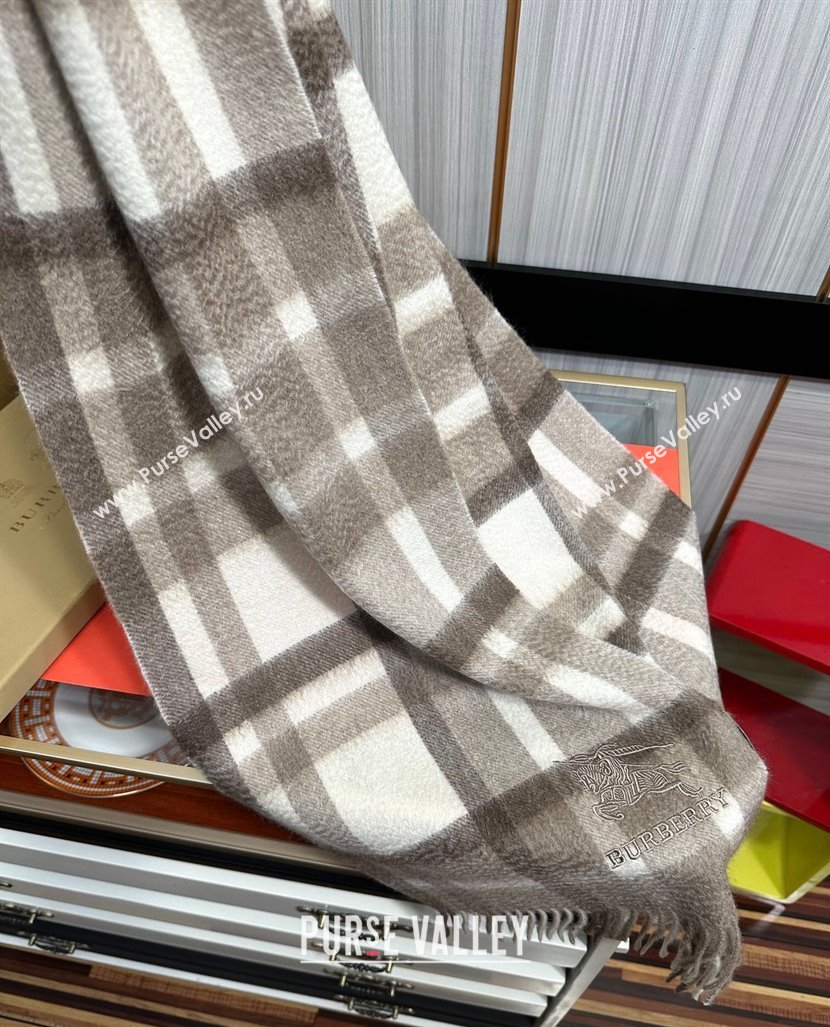 Burberry Check Cashmere Long Scarf 32x180 Grey 2024 082111 (A-240821119)