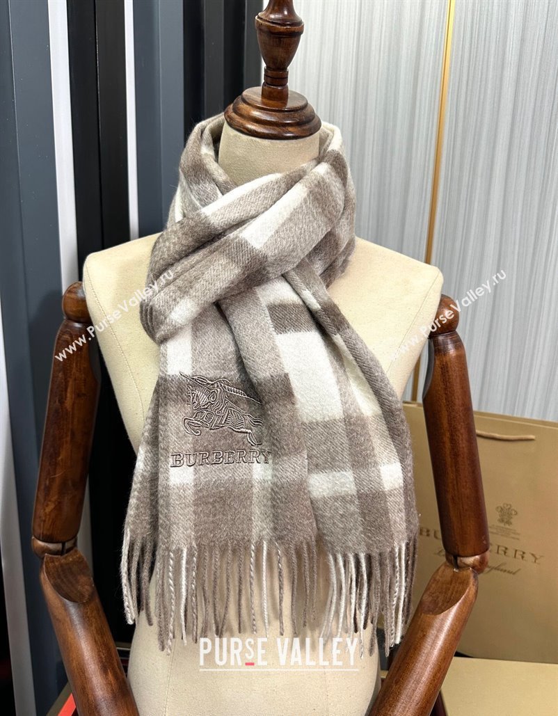 Burberry Check Cashmere Long Scarf 32x180 Grey 2024 082111 (A-240821119)