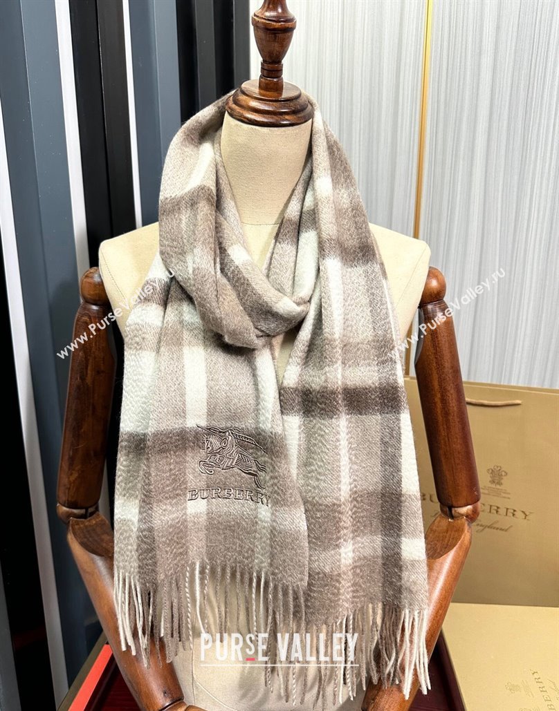 Burberry Check Cashmere Long Scarf 32x180 Grey 2024 082111 (A-240821119)
