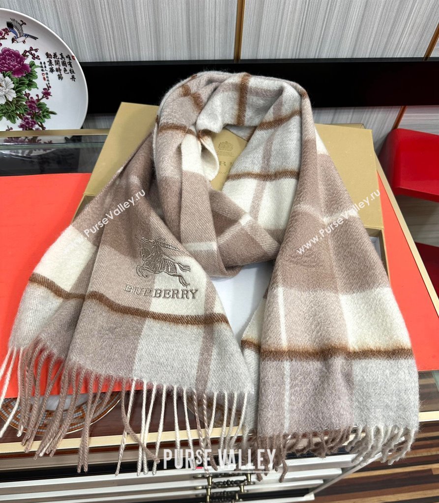 Burberry Check Cashmere Long Scarf 32x180 Beige 2024 0821 (A-240821124)