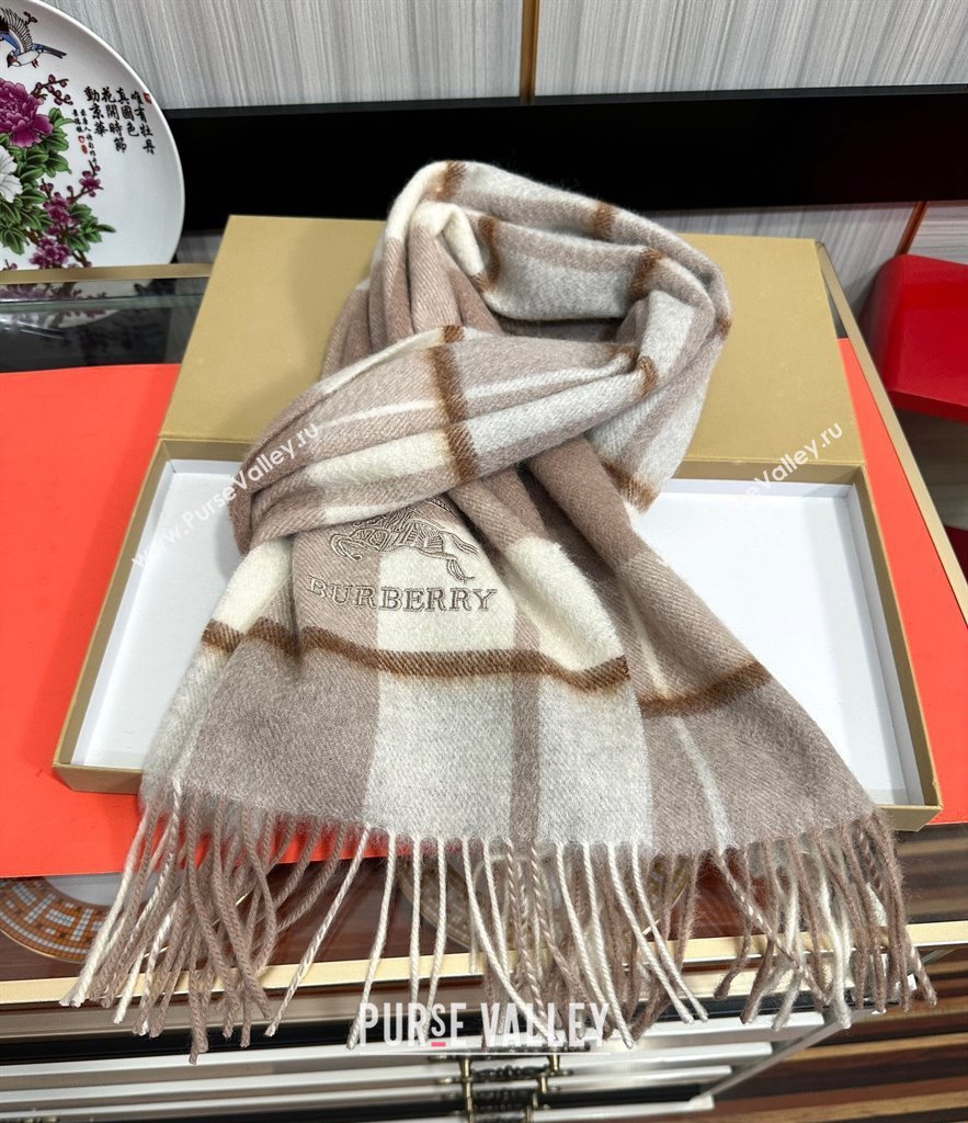 Burberry Check Cashmere Long Scarf 32x180 Beige 2024 0821 (A-240821124)