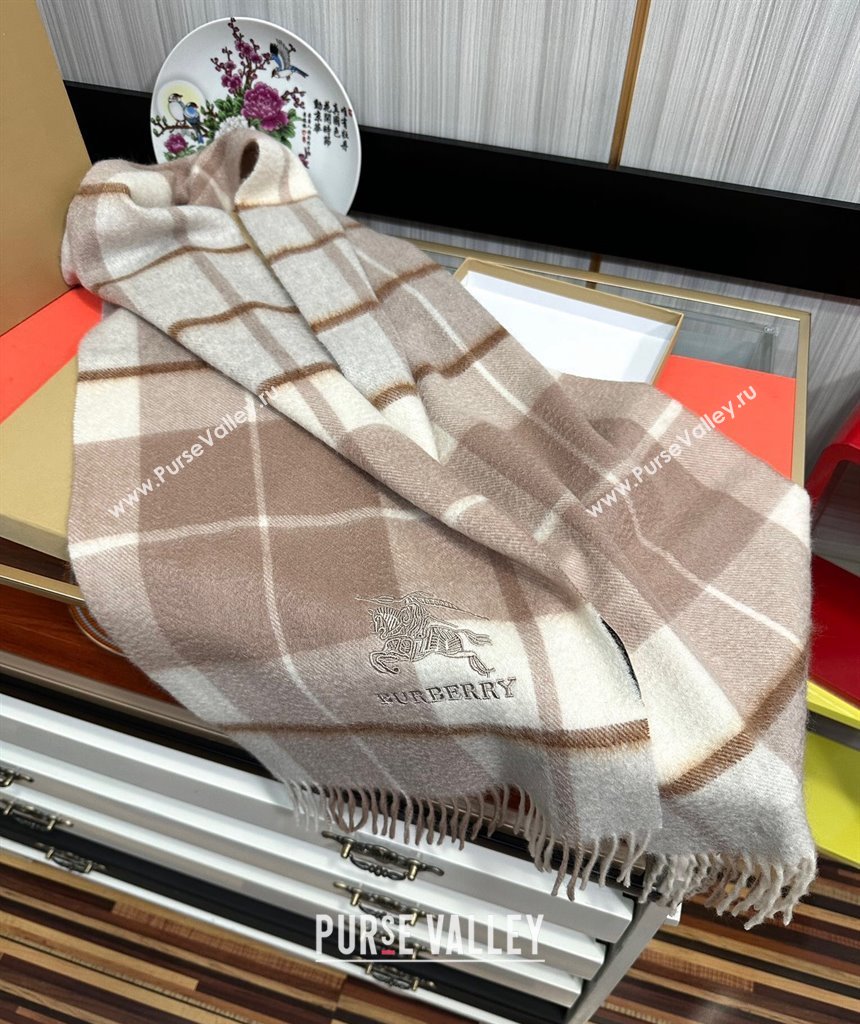 Burberry Check Cashmere Long Scarf 32x180 Beige 2024 0821 (A-240821124)