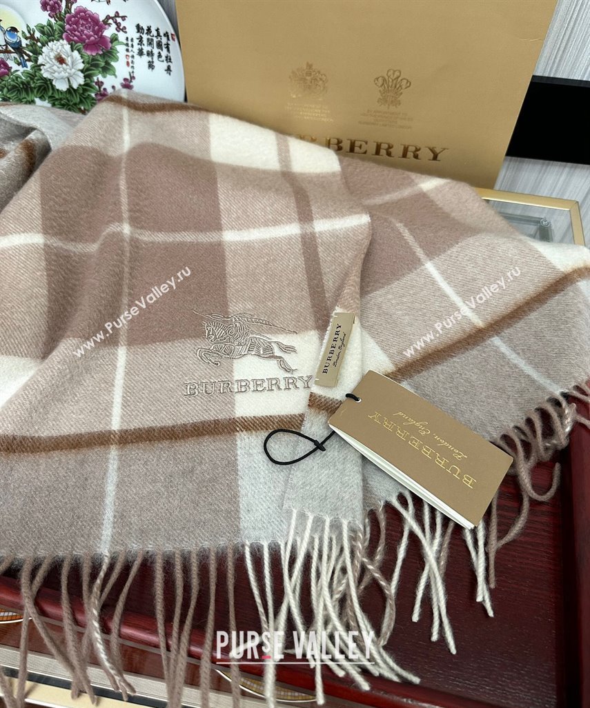 Burberry Check Cashmere Long Scarf 32x180 Beige 2024 0821 (A-240821124)