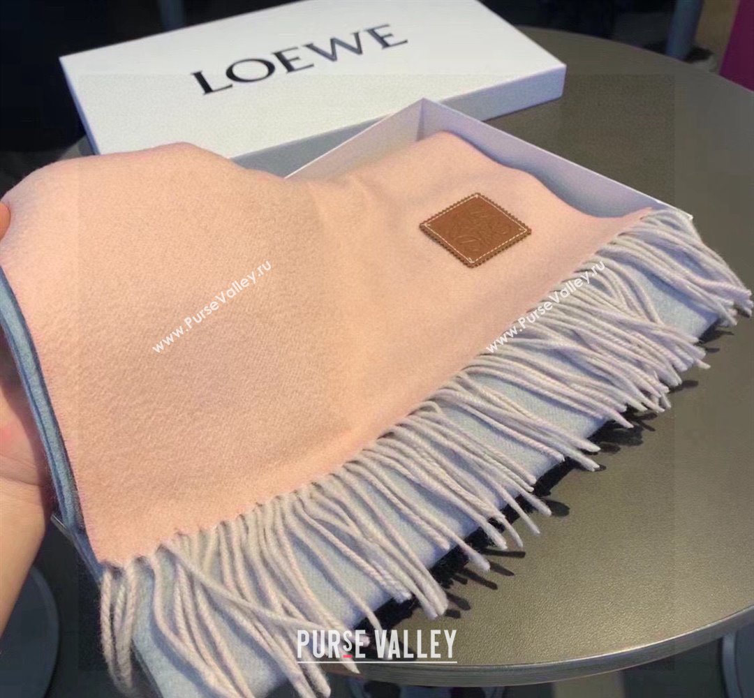 Loewe Logo Patch Cashmere Long Scarf 32x190cm Pink 2024 0912 (XMN-240912100)