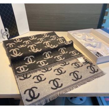 Chanel CC Long Scarf 35x180cm Grey/Black 2024 0912 (XMN-240912104)