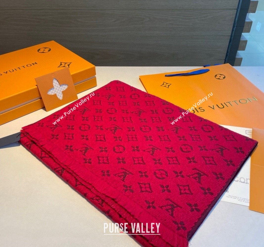 Louis Vuitton Monogram Cashmere Long Scarf 40x180cm Red 2024 0912 (XMN-240912108)