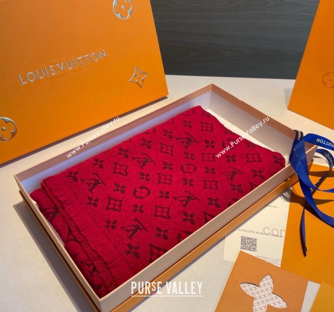 Louis Vuitton Monogram Cashmere Long Scarf 40x180cm Red 2024 0912 (XMN-240912108)