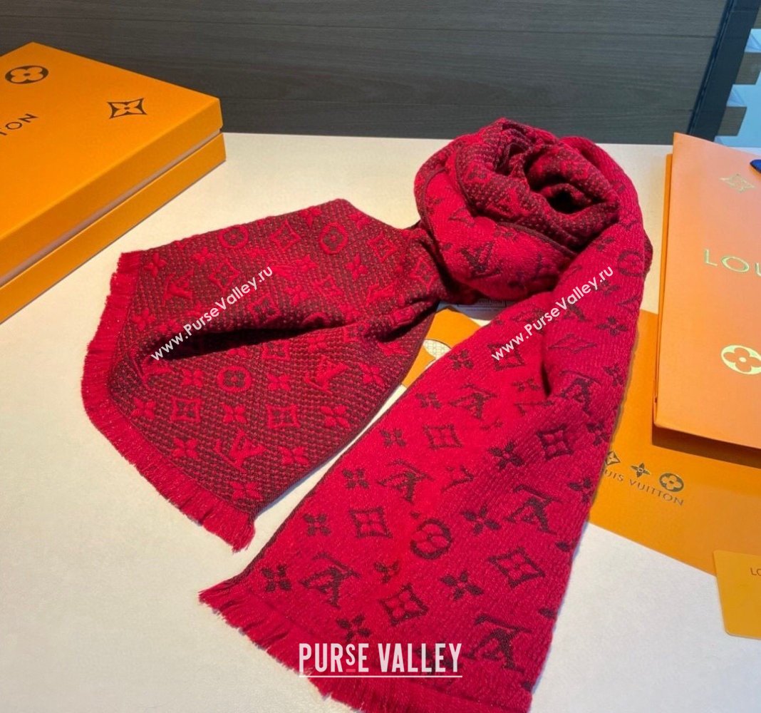 Louis Vuitton Monogram Cashmere Long Scarf 40x180cm Red 2024 0912 (XMN-240912108)