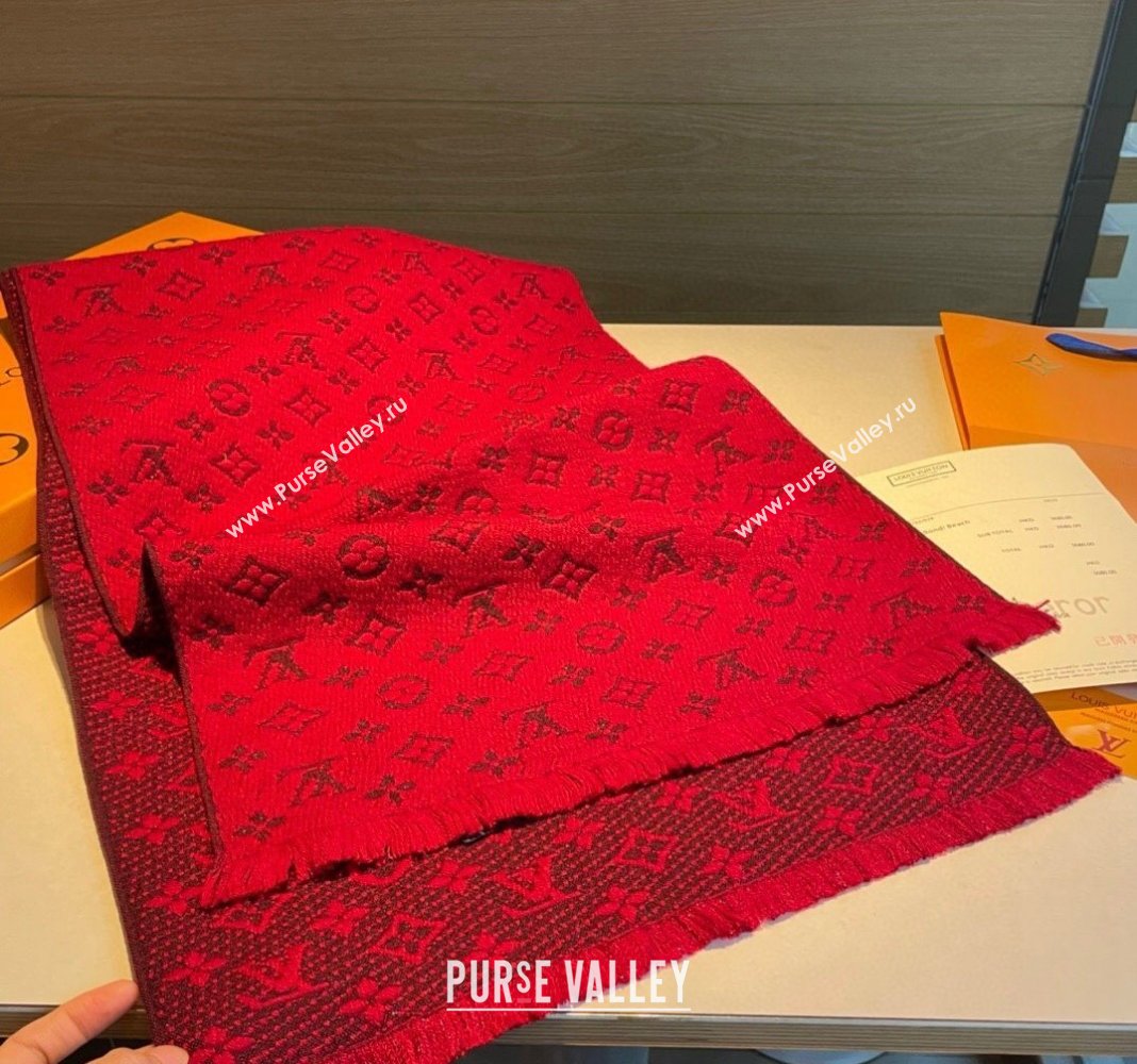 Louis Vuitton Monogram Cashmere Long Scarf 40x180cm Red 2024 0912 (XMN-240912108)