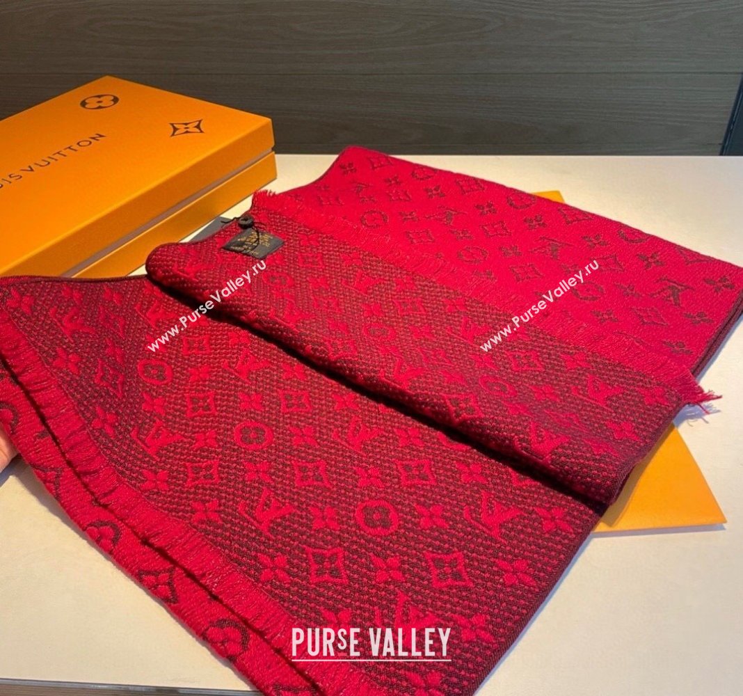 Louis Vuitton Monogram Cashmere Long Scarf 40x180cm Red 2024 0912 (XMN-240912108)