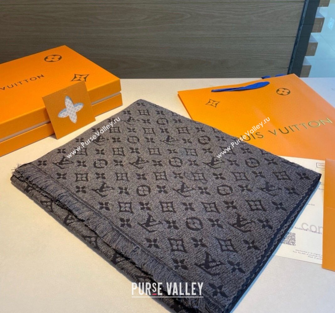 Louis Vuitton Monogram Cashmere Long Scarf 40x180cm Grey 2024 0912 (XMN-240912109)