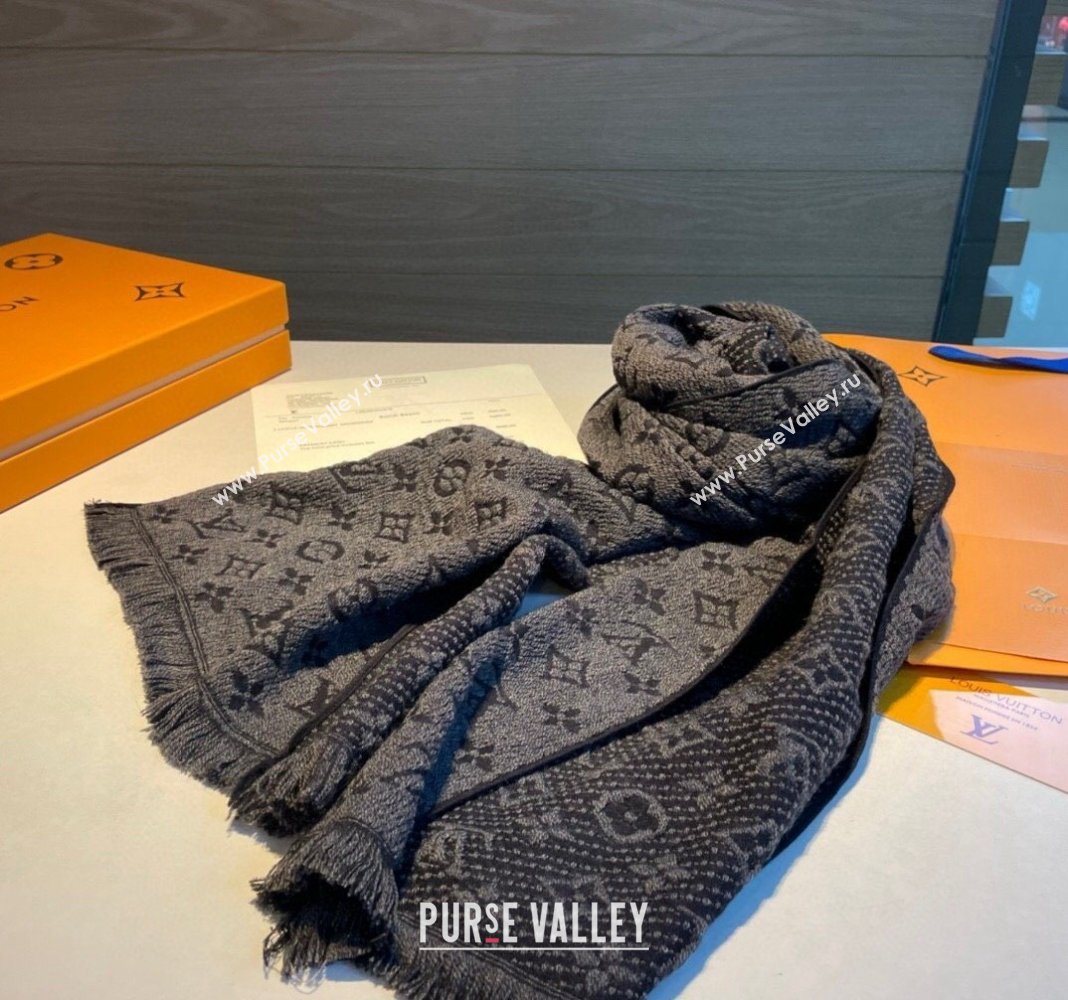 Louis Vuitton Monogram Cashmere Long Scarf 40x180cm Grey 2024 0912 (XMN-240912109)