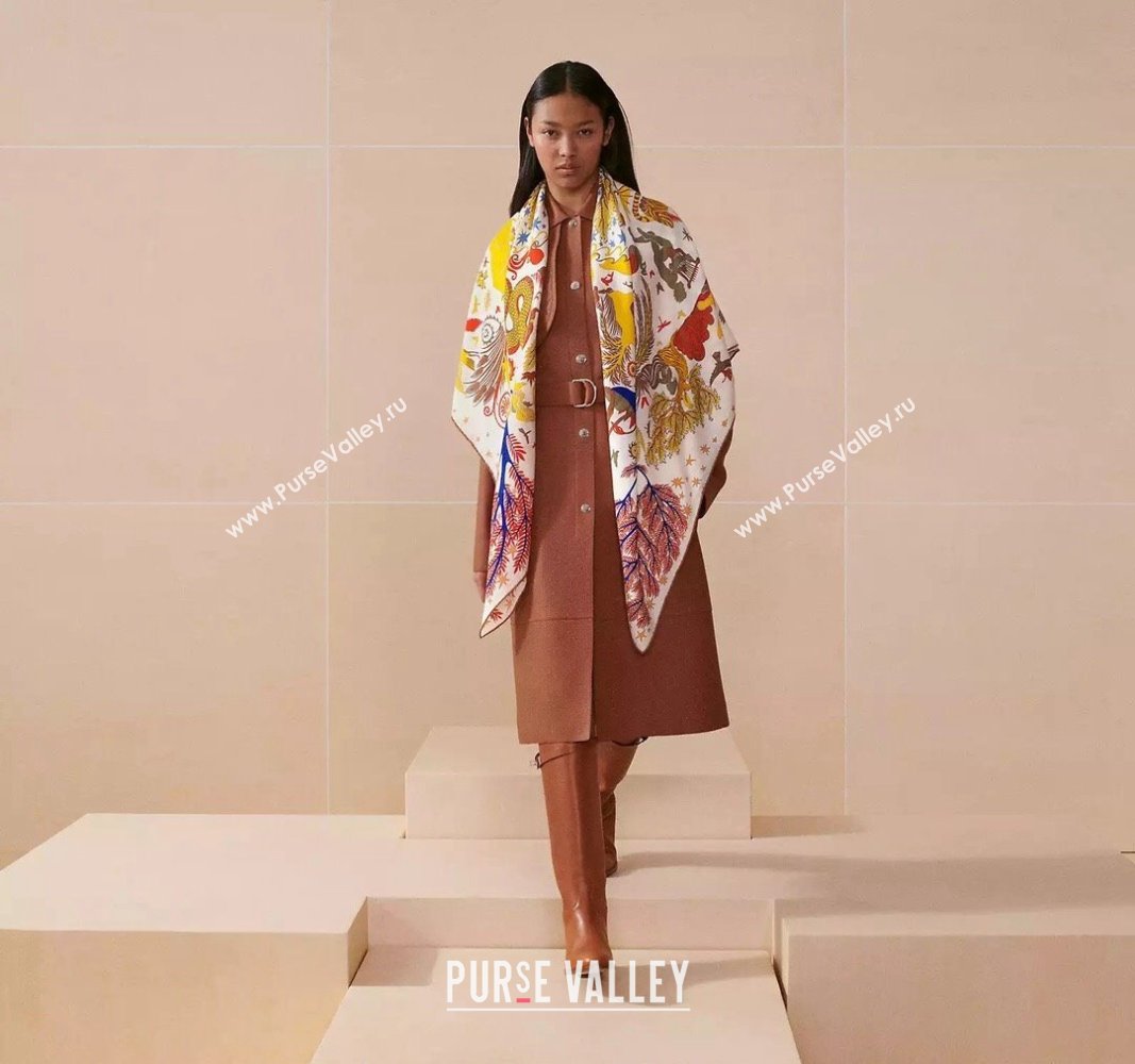 Hermes Sous le Charme dOrphee Cashmere Shawl Scarf 140cm Green 2024 (A-240913001)