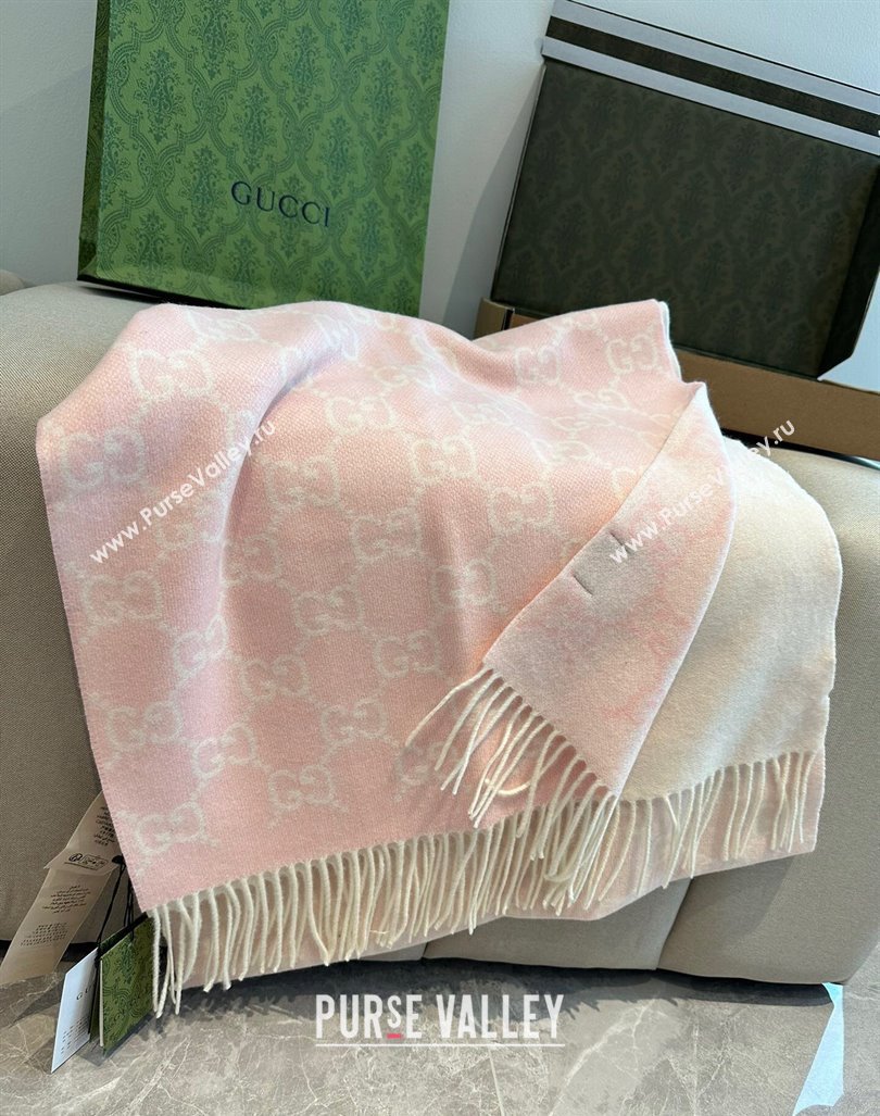 Gucci GG Cashmere Long Scarf 47x200cm Pink 2024 0912 (XMN-240912102)