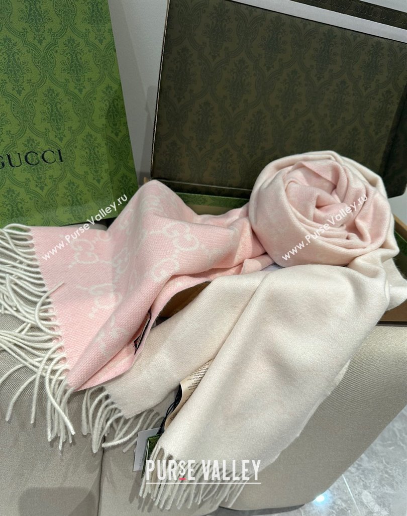 Gucci GG Cashmere Long Scarf 47x200cm Pink 2024 0912 (XMN-240912102)