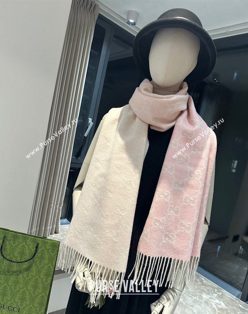 Gucci GG Cashmere Long Scarf 47x200cm Pink 2024 0912 (XMN-240912102)