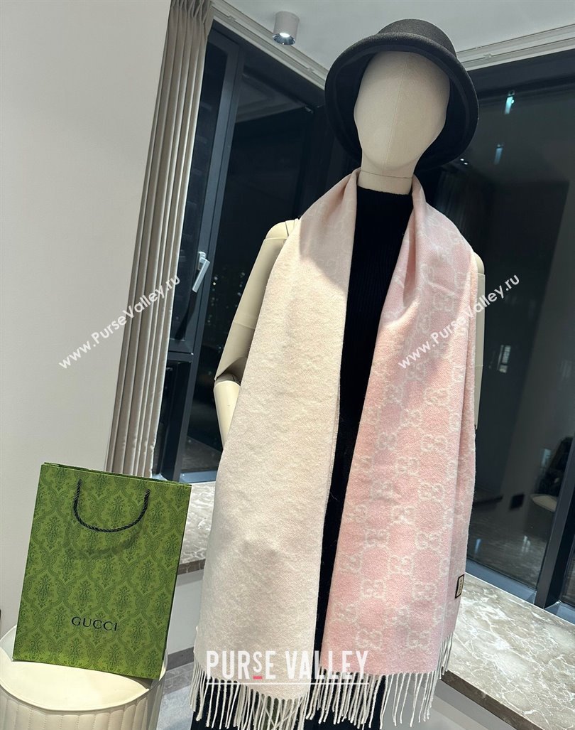 Gucci GG Cashmere Long Scarf 47x200cm Pink 2024 0912 (XMN-240912102)