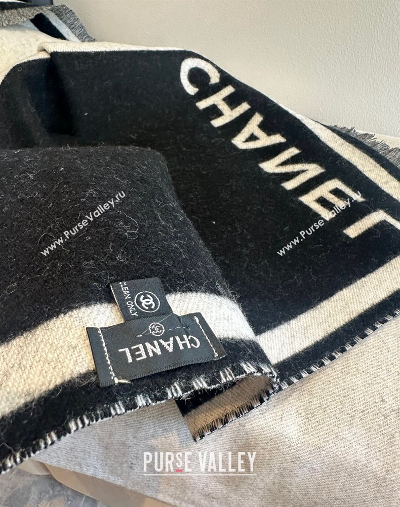 Chanel Cashmere Long Scarf/Blanket White/Black 70x190cm 2024 0912 (XMN-240912103)