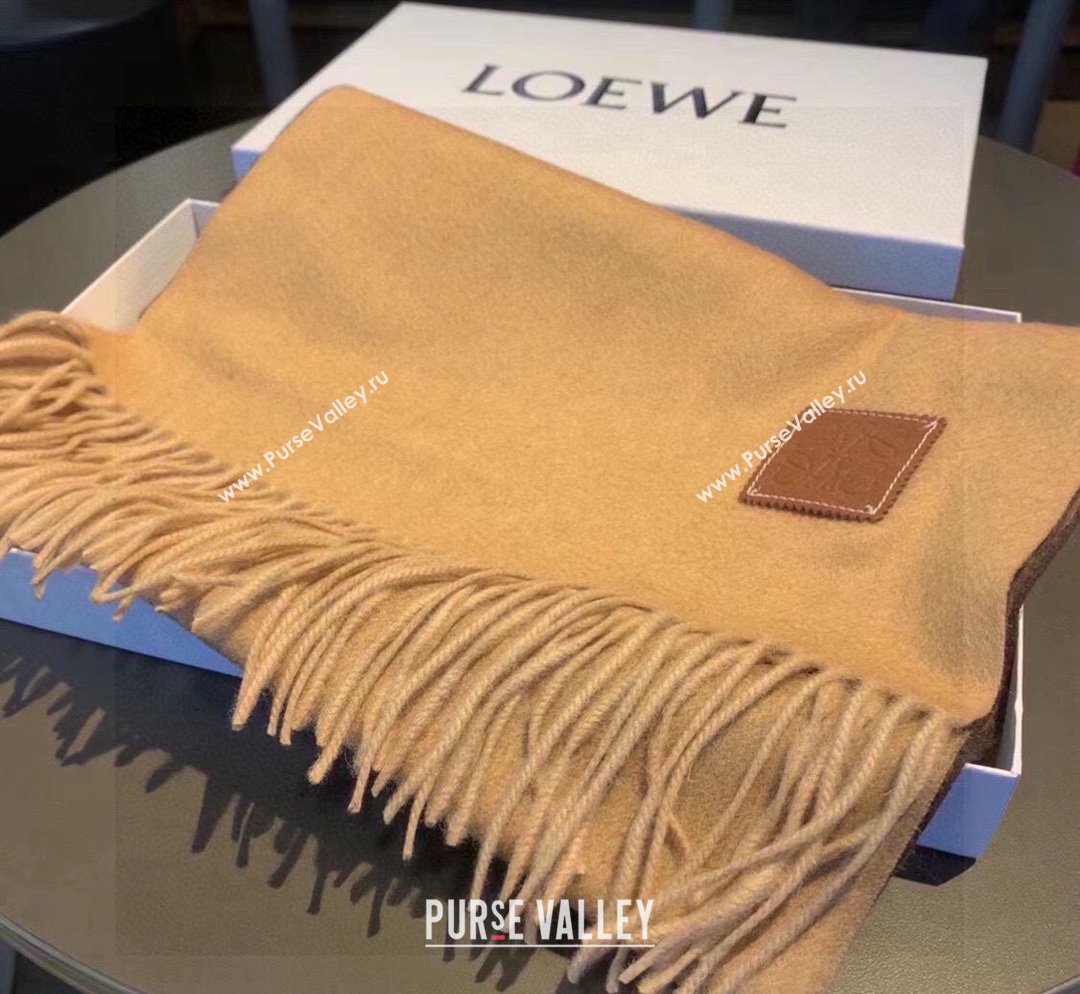 Loewe Logo Patch Cashmere Long Scarf 32x190cm Brown 2024 0912 (XMN-240912097)