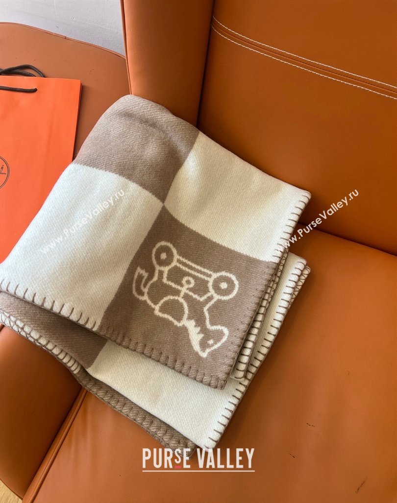 Hermes Wool Baby Blanket 100x140cm Brown 2024 0913 (A-240913016)