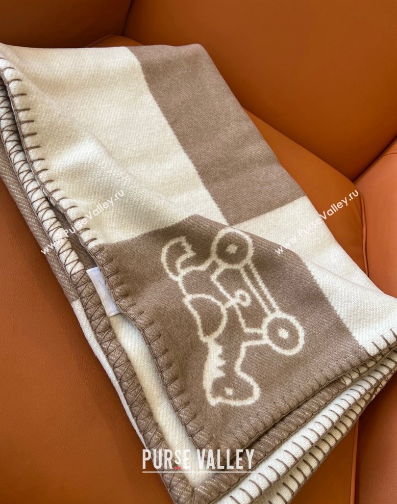 Hermes Wool Baby Blanket 100x140cm Brown 2024 0913 (A-240913016)