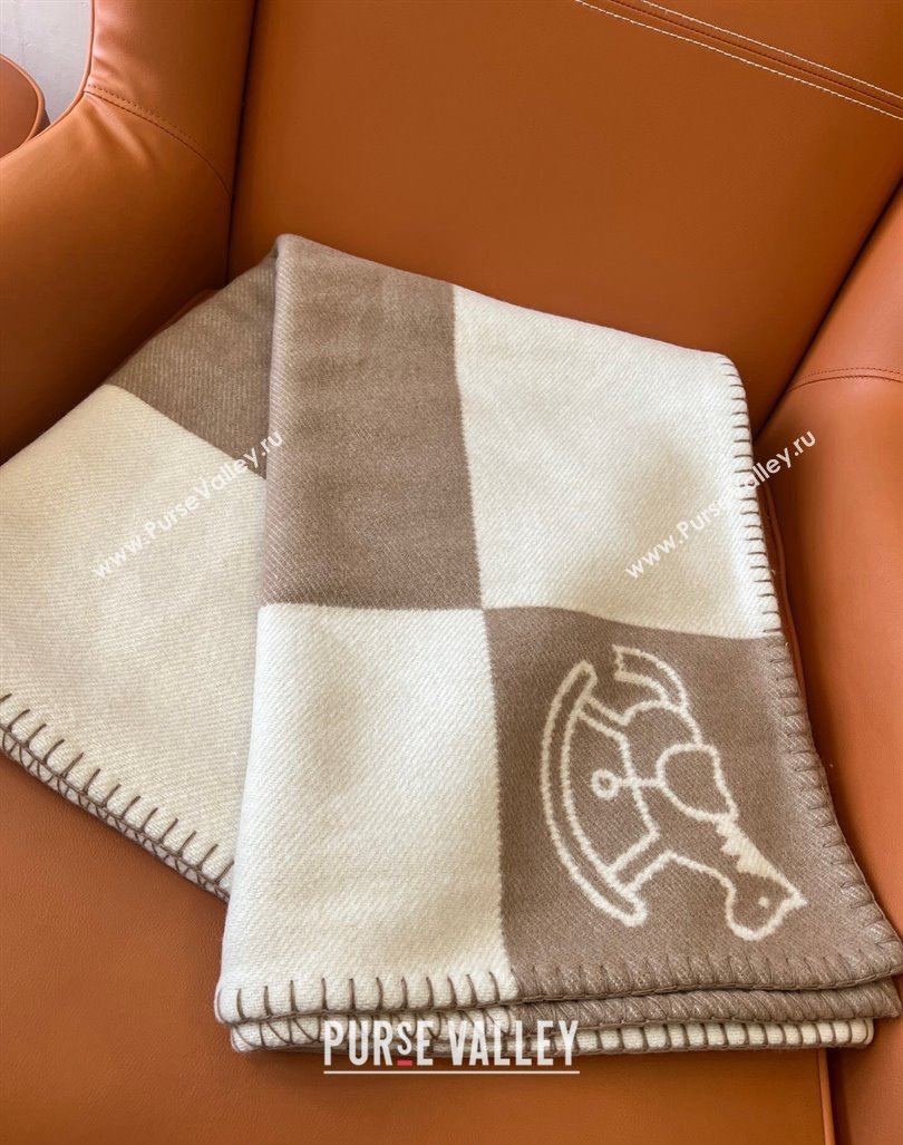 Hermes Wool Baby Blanket 100x140cm Brown 2024 0913 (A-240913016)